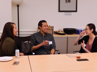 PSU graduate students Michelle Huang and Leland Tabares ask Sunny Yang about her experience so far at the institute.