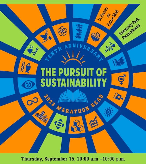 Event Poster for 2022 Marathon Read: The Pursuit of Sustainability